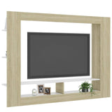 TV Cabinet White and Sonoma Oak 59.8"x8.7"x44.5" Chipboard