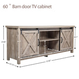 TV Console Cabinet for TVs up to 58 Inch Barn Door TV Stand with Storage - Light gray