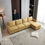 Free Combination Module Sofa L-Shape,4 seats,With Storage,Yellow