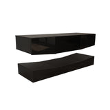 Wall Mounted Floating TV Stand with 20 Color LEDs Black RT