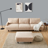 Modern fabric sofa L shape, 3 seater with ottoman-104" Beige