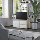 TV Cabinet White and Sonoma Oak 31.5
