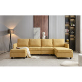 Convertible Modular Sectional Sofa with Ottomans,Yellow