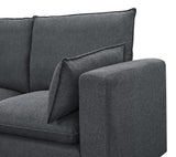 2 Pieces L shaped Sofa Sectional with Removable Ottoman, Suqare Arm, chaise, thick cuhsions