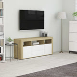 TV Cabinet White and Sonoma Oak 47.2