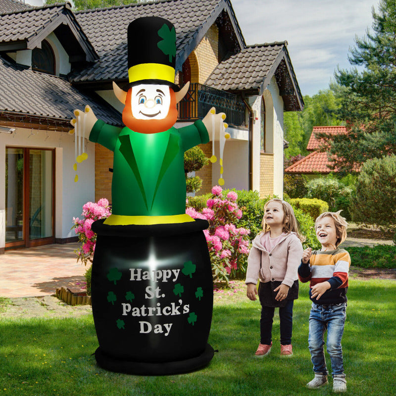 6 Feet St Patrick'S Day Inflatables Leprechaun Irish Day Decoration with LED Lights