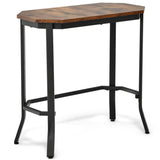 Narrow End Table with Rustic Wood Grain and Stable Steel Frame