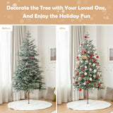 6 Feet Artificial Snow Flocked Pencil Christmas Tree with Warm White LED Lights