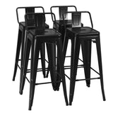 30 Inch Set of 4 Barstools with Removable Back and Rubber Feet