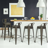 30 Inch Set of 4 Barstools with Removable Back and Rubber Feet