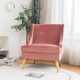 Velvet Wing Back Accent Chair with Rubber Wood Legs and Padded Seat for Living Room