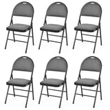 6 Pieces Folding Chairs Set with Handle Hole and Portable Backrest