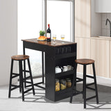 3 Pieces Bar Table Set with Storage