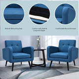 Modern Upholstered Comfy Accent Chair with Rubber Wood Legs