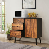 31.5 Inch Wood Floor Storage Cabinet with 3 Drawers and Adjustable Shelf