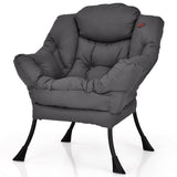 Modern Polyester Fabric Lazy Chair with Steel Frame and Side Pocket