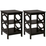 2 Pieces 3-Tier End Table with Stable Structure for Living Room