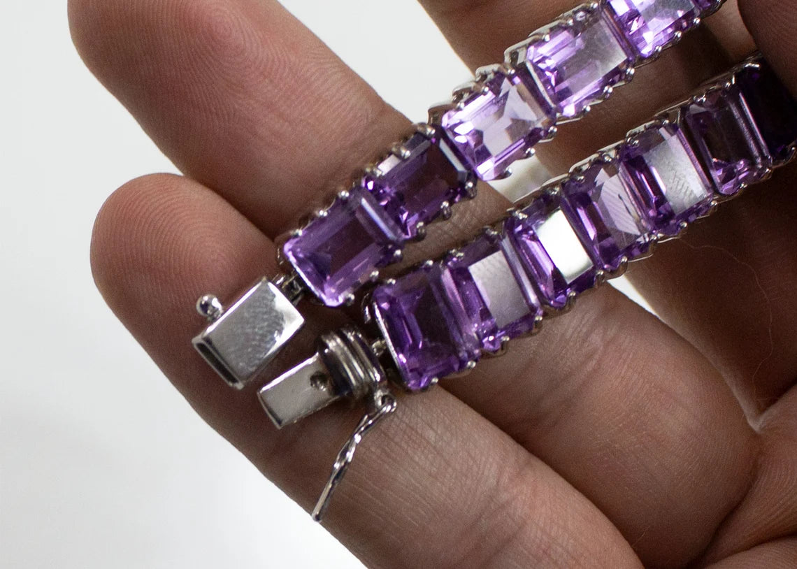 Amethyst Bracelet, Handmade Bracelet, 925 Sterling Silver Bracelet, Wedding Bracelet, Gift for Her, Gemstone Bracelet