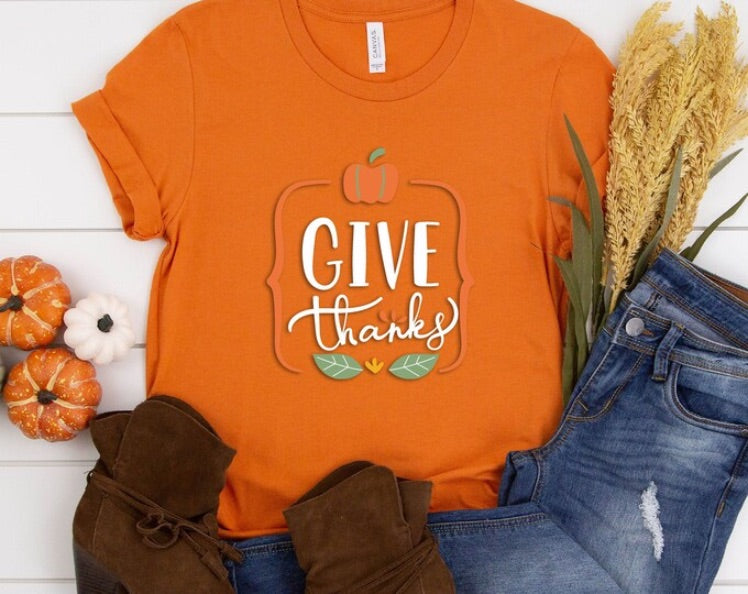 Leaf and Pumpkin Thanksgivins T-shirt