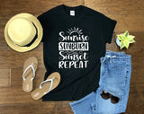 Sunrise Sunburn Sunset Repeat Summer T-shirt