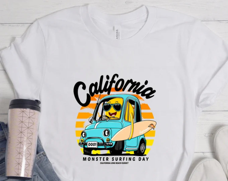 California Monster Surfing Day Summer T-shirt