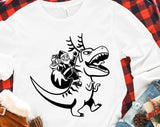 Santa with Dinosaurus Christmas T-shirt