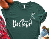 Reindeer Believe Christmas T-shirt