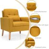 Linen Fabric Single Sofa Armchair with Waist Pillow for Living Room