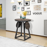 3 Pieces Dining Table Set with 2 Foldable Stools for Small Space
