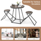 3 Pieces Dining Table Set with 2 Foldable Stools for Small Space