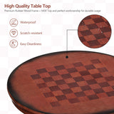 42 Inch Wooden round Pub Pedestal Side Table with Chessboard