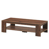 Industrial Rustic 2-Tier Rectangular Coffee Table with Storage Shelf