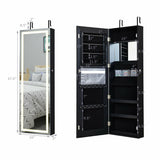 Mirrored Jewelry Armoire with Full Length Mirror and 2 Internal LED Lights