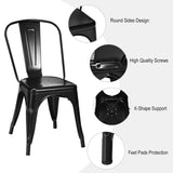 4 Pieces Modern Bar Stools with Removable Back and Rubber Feet