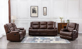 Rose Brown - TOP GRAIN LEATHER Reclining Set