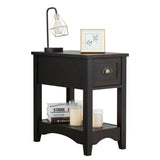 Contemporary Chairside End Table with Drawer and Open Shelf