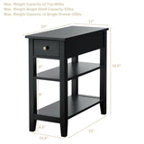 3-Tier End Table with Drawer Slideway and Double Shelves