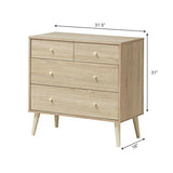 Free-Standing Dresser with 4 Storage Drawers and Rubber Legs
