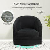 Assembly Accent Chair with 360-Degree Swivel Metal Base for Living Room