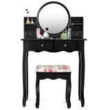 Makeup Vanity Table Set with 360° Pivoted round Mirror