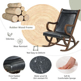 Modern Rocking Chair with PU Cushion and Rubber Wood Frame