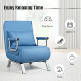 Convertible Sofa Bed Sleeper Chair with Pillow and 5 Position Adjustable Backrest