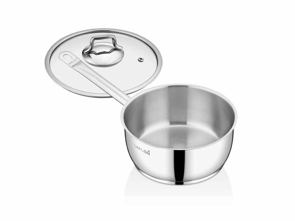 Saflon Stainless Steel Sauce Pan with Glass Lid