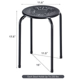 6-Pack Stackable Multifunctional Daisy Design Backless round Metal Stool Set
