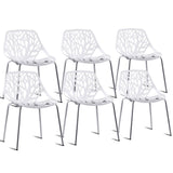 Set of 6 Accent Armless Modern Dining Chairs with Plastic Feet Pads