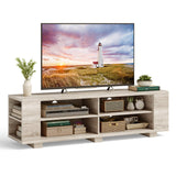Wooden TV Stand with 8 Open Shelves for Tvs up to 65 Inch Flat Screen