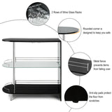2-Holder Bar Table with Tempered Glass Shelf